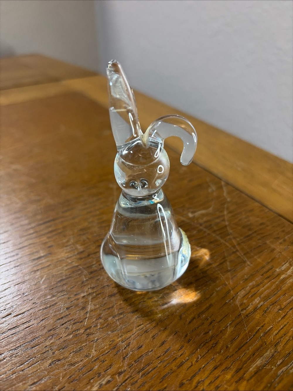 Clear Glass Bunny Sculpture - Handblown Glass Accent